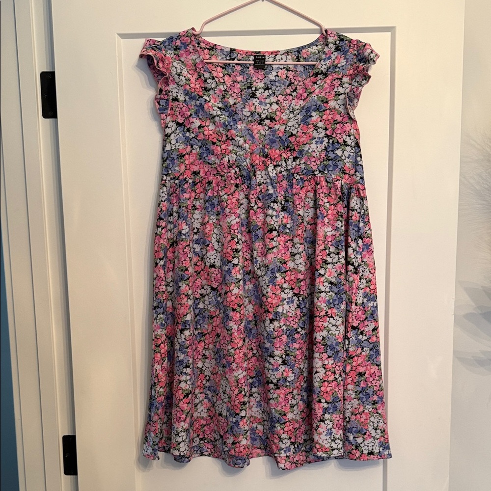 Floral Kids Dress in Pink and Blue